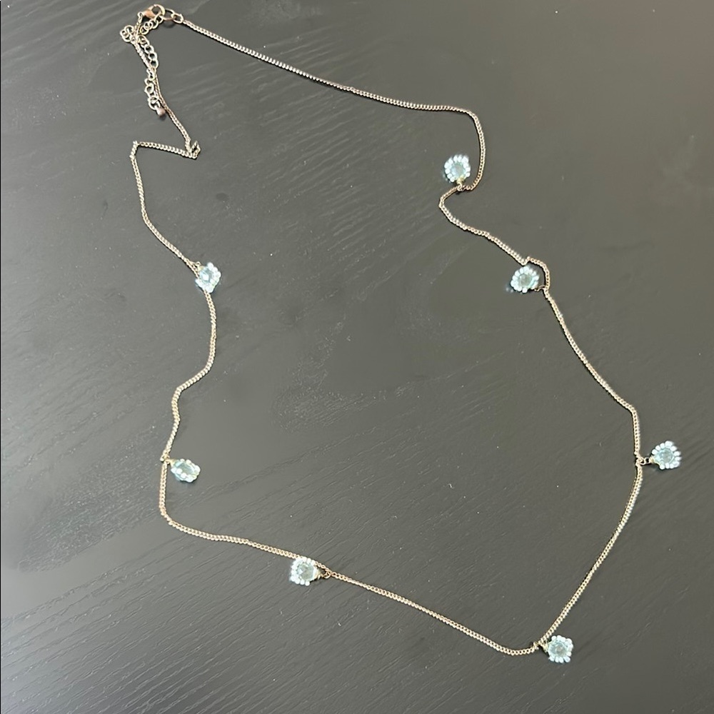 Elegant Gold Necklace with Blue Accents